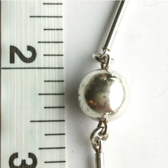 Vintage Sterling Silver ball bead necklace toggle - Picture 7 of 10